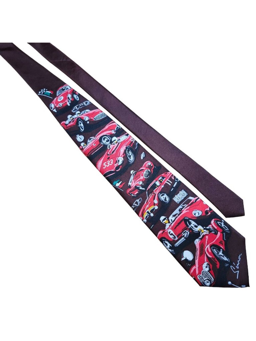 Vintage Dennis Simon Red Blooded Italians Century Of Speed Ltd Ed Silk Necktie